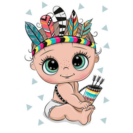 Set goblen cu diamante, cu sasiu, Bebelus - Indianul [0]