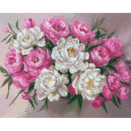Set goblen cu diamante, cu sasiu, Bujori, 30x40 cm [2]
