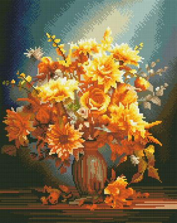 Set goblen cu diamante, cu sasiu, Flori de lumina, 40x50 cm [0]