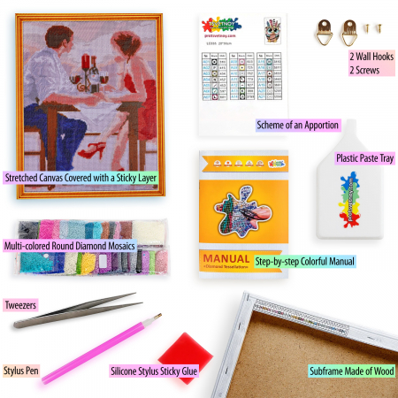 Set goblen cu diamante, cu sasiu, Cina romantica [1]