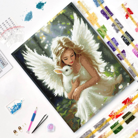 Set goblen cu diamante, cu sasiu, Prieten divin, 40x50 cm [2]