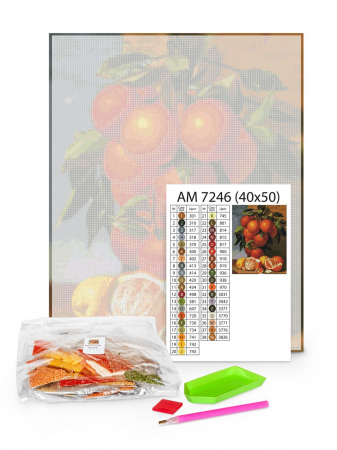 Set goblen cu diamante, cu sasiu, Cos cu fructe - Jan van Huysum, 40x50 cm [1]
