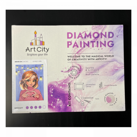 Set goblen cu diamante, cu sasiu, Apus violet, 30x40 cm [2]
