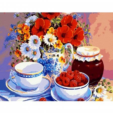 Set goblen cu diamante, cu sasiu, Dulceata de Zmeura, 40x50cm [0]