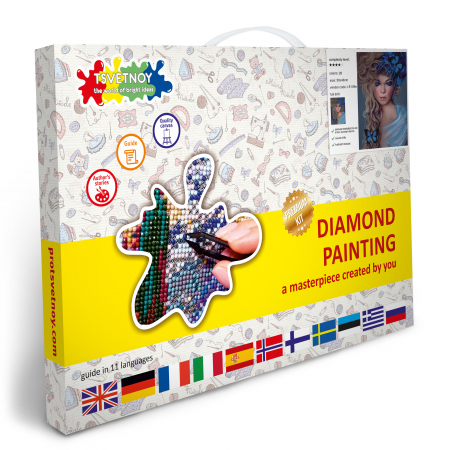 Set goblen cu diamante, cu sasiu, Fata cu Fluturi, 30x40 cm [5]