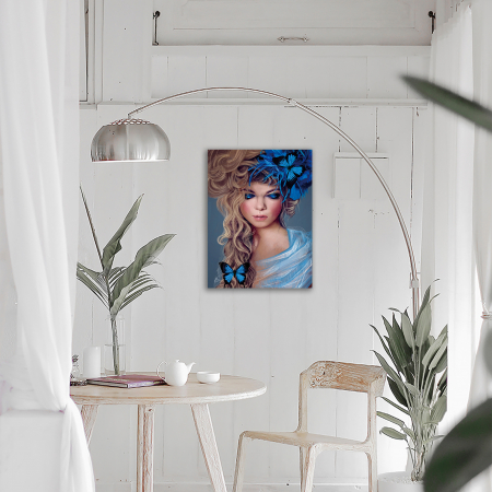 Set goblen cu diamante, cu sasiu, Fata cu Fluturi, 30x40 cm [1]