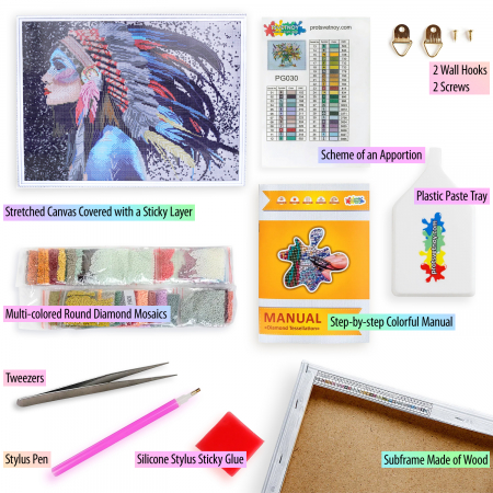 Goblen cu Diamante, cu sasiu, Fata Shaman, 50x60 cm [1]