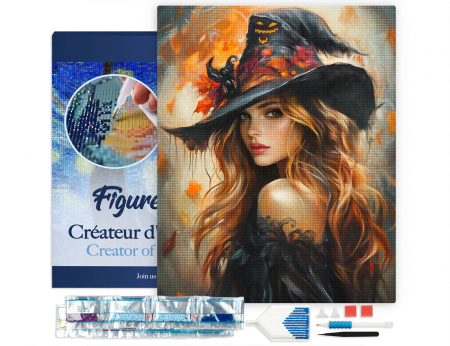 Set goblen cu diamante, cu sasiu, Frumoasa vrajitoare, 40x50 cm [1]