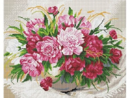 Set goblen cu diamante, cu sasiu, Flori delicate, 40x50 cm [0]