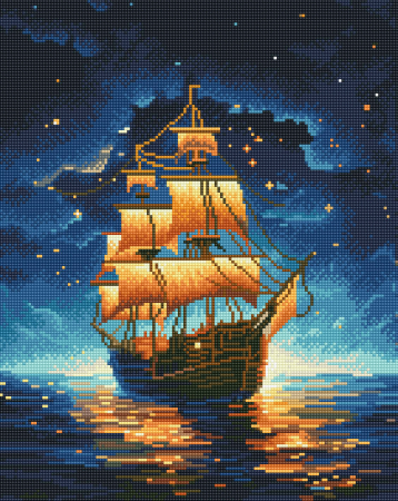 Set goblen cu diamante, cu sasiu, Vapor nocturn, 40x50 cm [0]