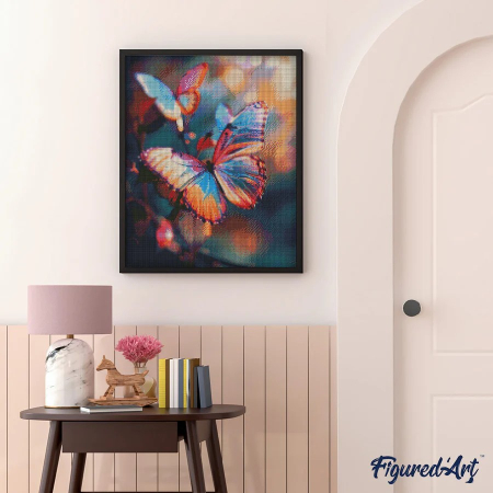 Set goblen cu diamante, cu sasiu, Fluturi colorati, 40x50 cm [1]