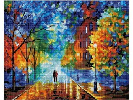 Set goblen cu diamante, cu sasiu, Frumusetea toamnei - Leonid Afremov, 40x50 cm