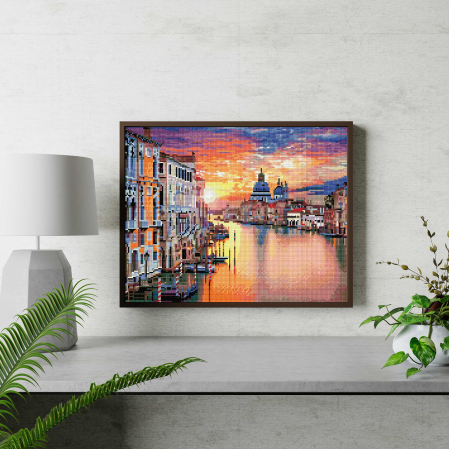 Set goblen cu diamante, cu sasiu, Vedere din Venetia, 40x50 cm [4]