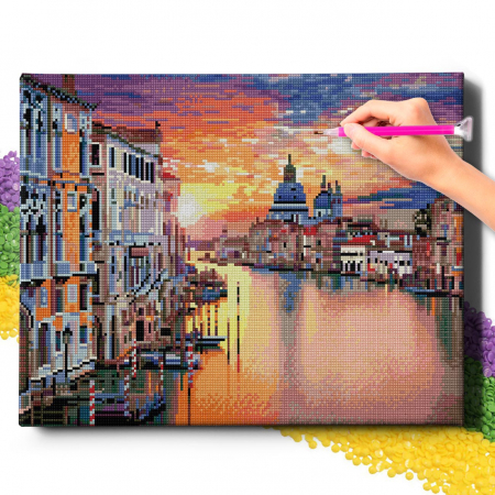 Set goblen cu diamante, cu sasiu, Vedere din Venetia, 40x50 cm [1]