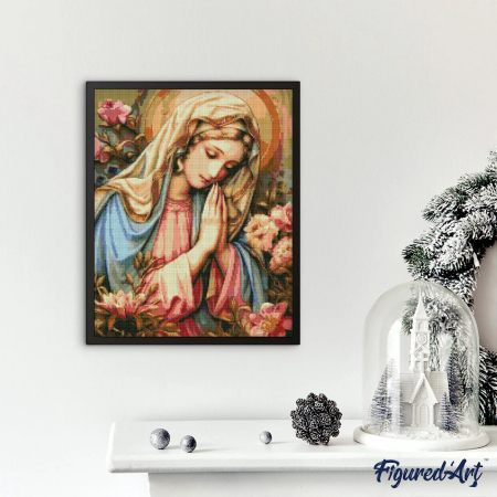 Set goblen cu diamante, cu sasiu, Ruga Fecioarei , 40x50 cm [2]