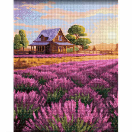Set goblen cu diamante, cu sasiu, Apus violet, 30x40 cm [1]