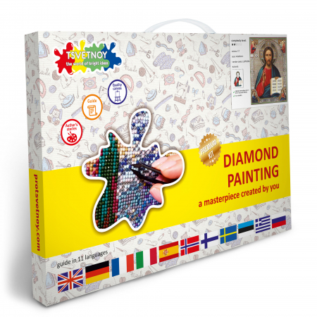 Set goblen cu diamante, cu sasiu, Icoana - Isus Hristos 40x50 cm [5]