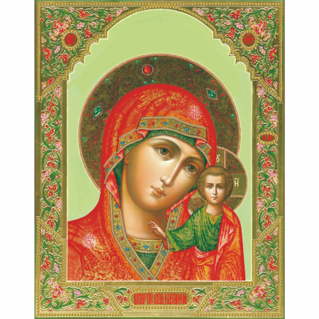 Set goblen cu diamante, cu sasiu, Icoana Maica Domnului din Kazan, 40x50 [0]