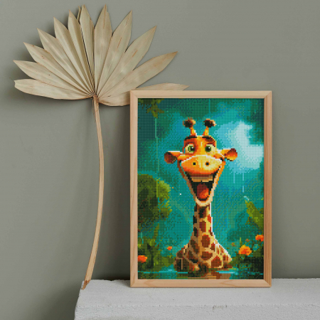 Set goblen cu diamante, cu sasiu, Girafa vesela, 30x40 cm [2]
