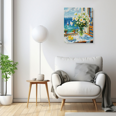 Set goblen cu diamante, cu sasiu, Vedere la mare, 40x50 cm [4]