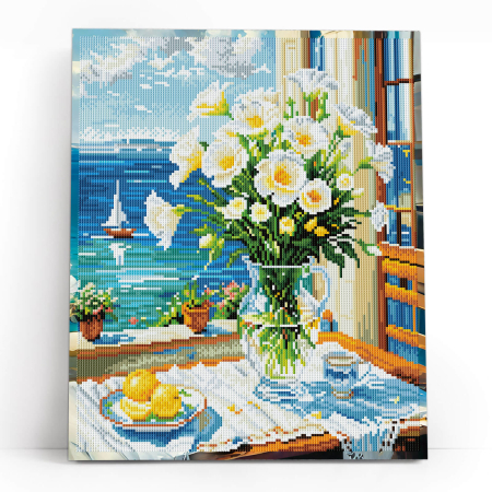 Set goblen cu diamante, cu sasiu, Vedere la mare, 40x50 cm [1]