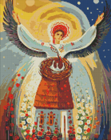 Diamante rotunde - Set goblen cu diamante, cu sasiu, Ingerul pazitor - Oleg Shupliak, 40x50 cm