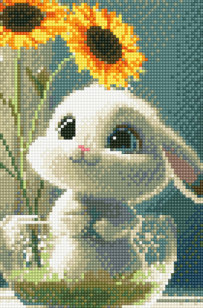 Set goblen cu diamante, cu sasiu, Iepuras, 20x30 cm