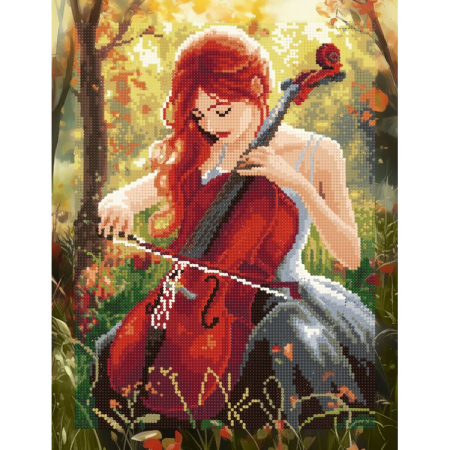 Goblenuri cu diamante cu sasiu - Set goblen cu diamante, cu sasiu, Violoncel, 30x40 cm