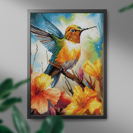 Set goblen cu diamante , cu sasiu, Colibri, 40x50 cm [2]