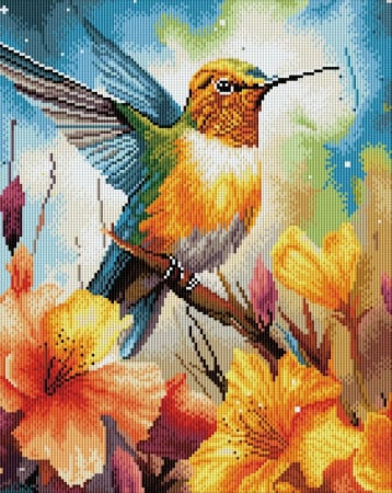 Goblenuri cu diamante - Set goblen cu diamante , cu sasiu, Colibri, 40x50 cm