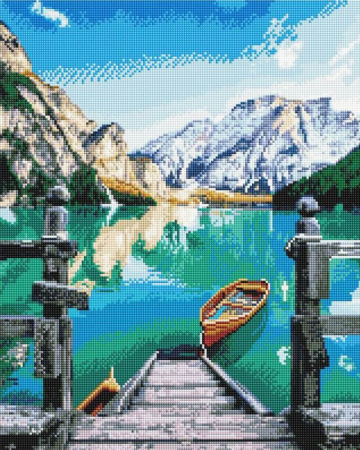 Set goblen cu diamante, cu sasiu, Lac montan, 40x50 cm [0]