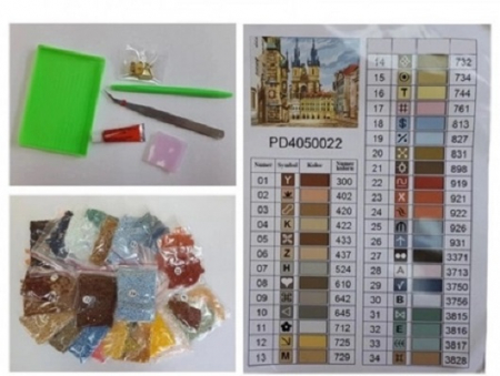 Set goblen cu diamante, cu sasiu, Lac montan, 40x50 cm [1]