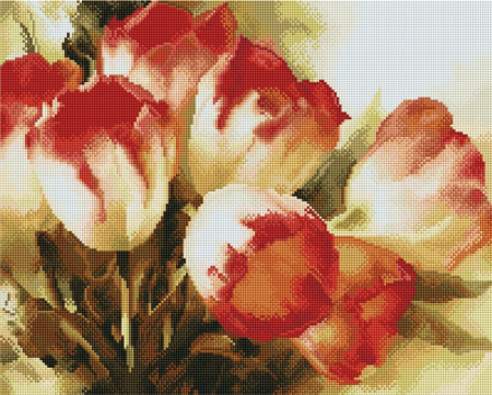 Set goblen cu diamante, cu sasiu, Lalele colorate, 40x50 cm [0]