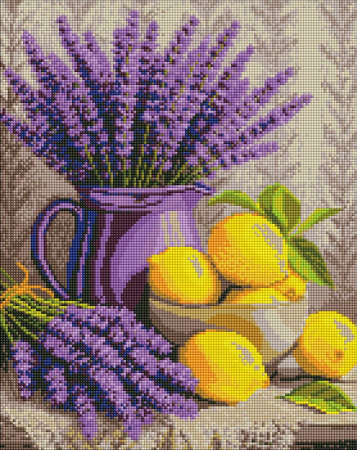 Goblenuri cu diamante cu sasiu - Set goblen cu diamante, cu sasiu, Lavanda si lamai, 40x50 cm