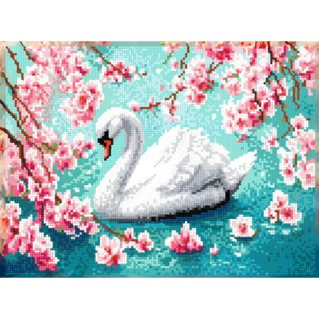 Set goblen cu diamante, cu sasiu, Lebada, 30x40 cm [1]