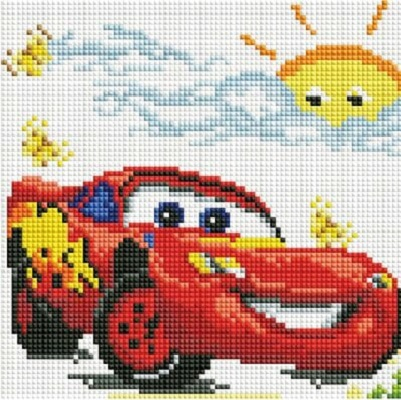 Set goblen cu diamante, cu sasiu, Lightning McQueen, 20x20 cm [0]