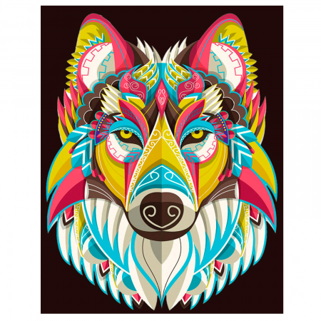 Goblen cu diamante, cu sasiu, Colourful Wolf [0]