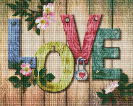 Goblenuri cu diamante cu sasiu - Set goblen cu diamante, cu sasiu, LOVE, 40x50 cm