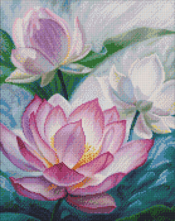 Set goblen cu diamante, cu sasiu, Lumini pe apa, 40x50 cm [0]