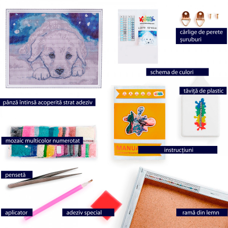 Set goblen cu diamante, cu sasiu, Catelus [1]