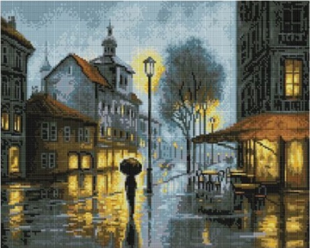 Set goblen cu diamante, cu sasiu, Luminile orasului intunecat, 40x50 cm [0]