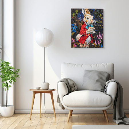 Set goblen cu diamante, cu sasiu, Iepurele din Tara Minunilor, 40x50 cm [4]