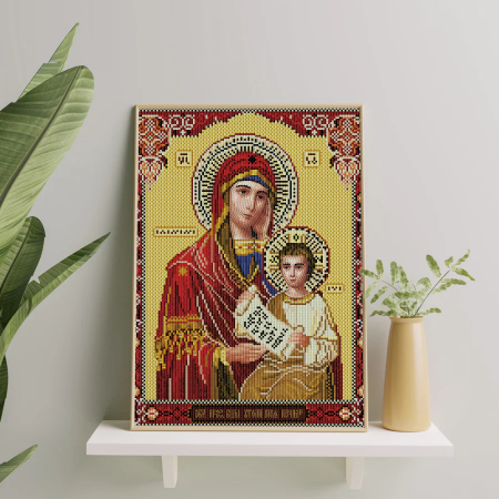 Set goblen cu diamante, cu sasiu, Maica cu Pruncul, 40x50 cm [1]