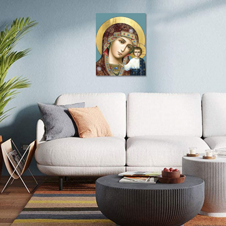 Goblen cu diamante, cu sasiu, Maica Sfanta, 40x50 cm [4]