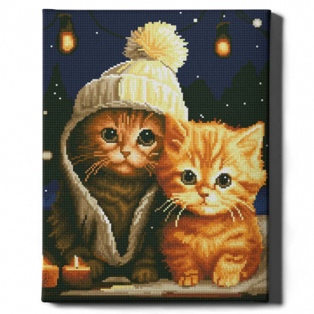 Set goblen cu diamante, cu sasiu, Pisici roscate, 30x40 cm [0]