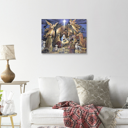 Set goblen cu diamante, cu sasiu, Nasterea Pruncului, 50x65cm [5]