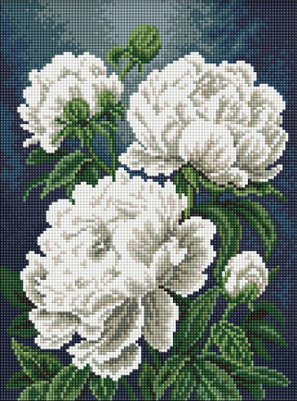 Goblenuri cu diamante - Set goblen cu diamante, cu sasiu, Petale fine de bujor, 30x40 cm