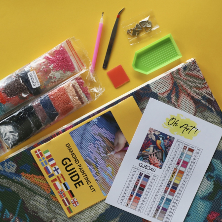 Set goblen cu diamante , cu sasiu, Paun in flori, 40x50 cm [7]