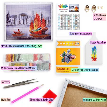 Goblen cu Diamante, cu sasiu, Noaptea in Hong Kong, 40x50 cm [2]