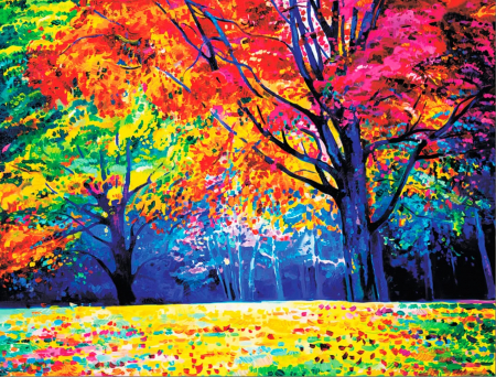 Set goblen cu diamante, cu sasiu, Padure de toamna [0]